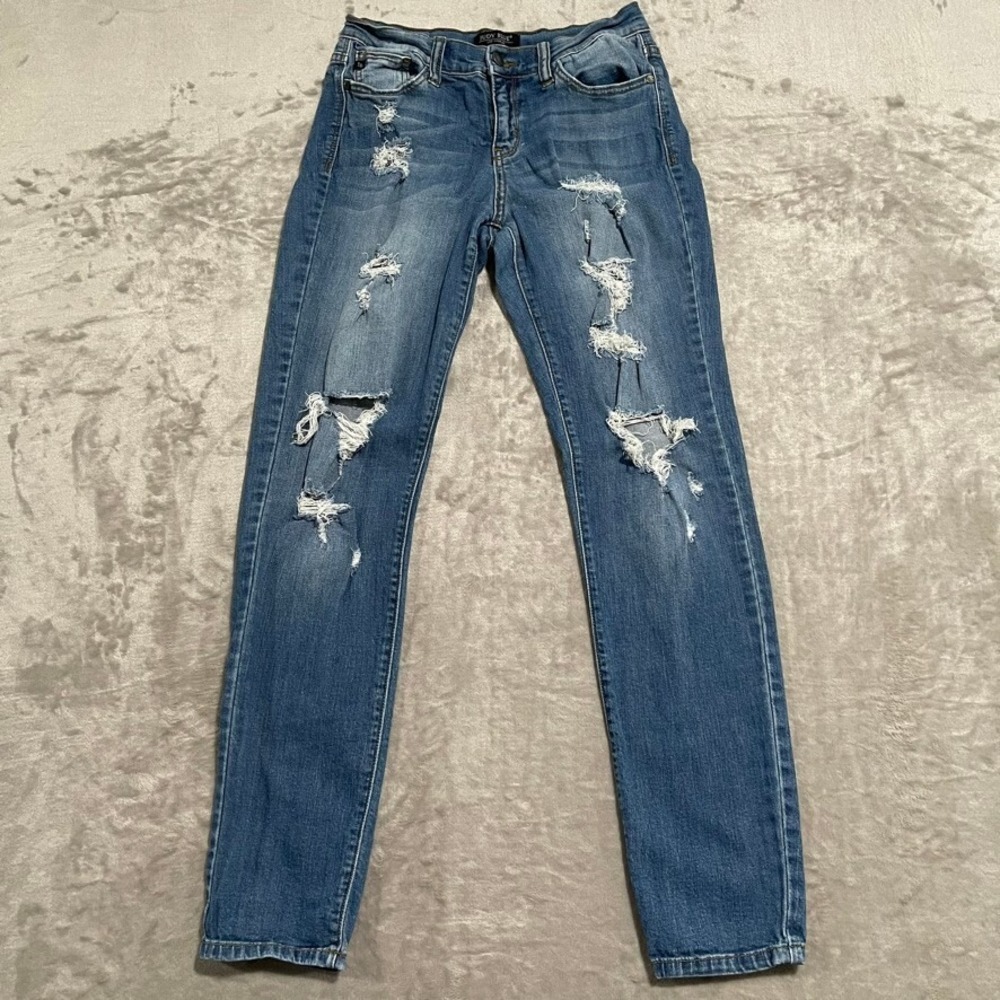Judy Blue Jeans Womens 9/29 Blue Skinny Fit Distressed Stretch Denim